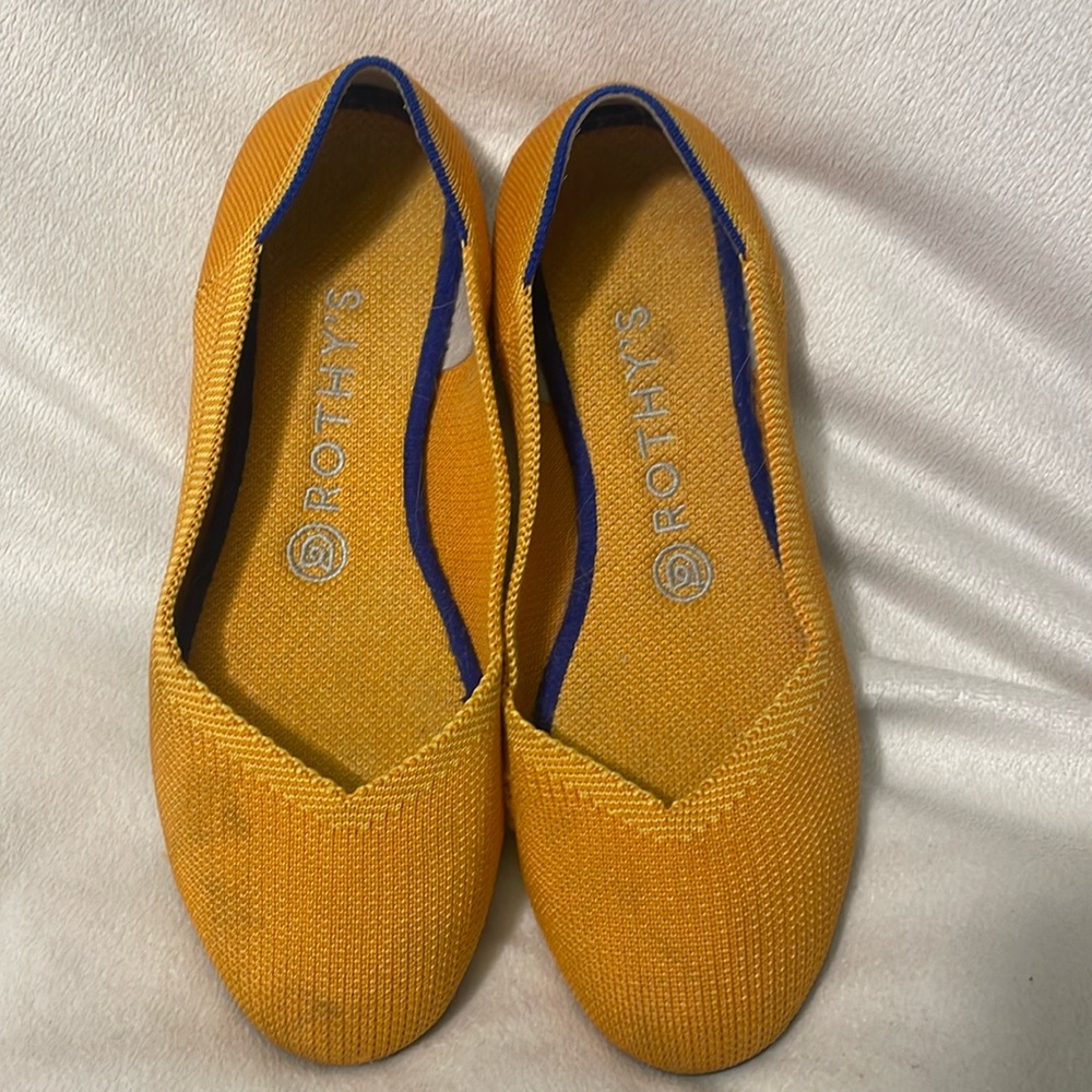 Yellow Rothy round toe flats
